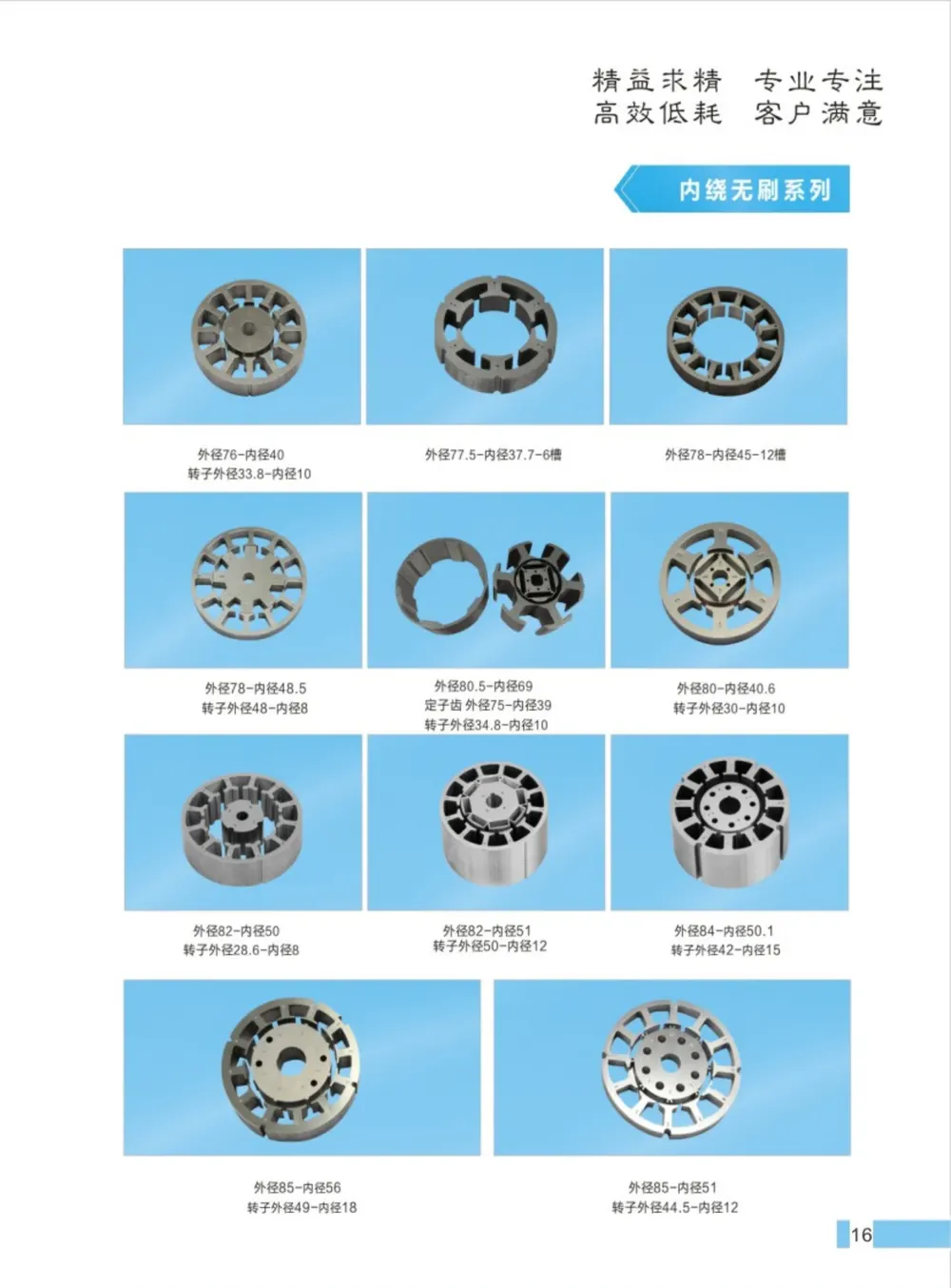 內繞無刷系列 型錄頁 | Inner-winding brushless catalog page