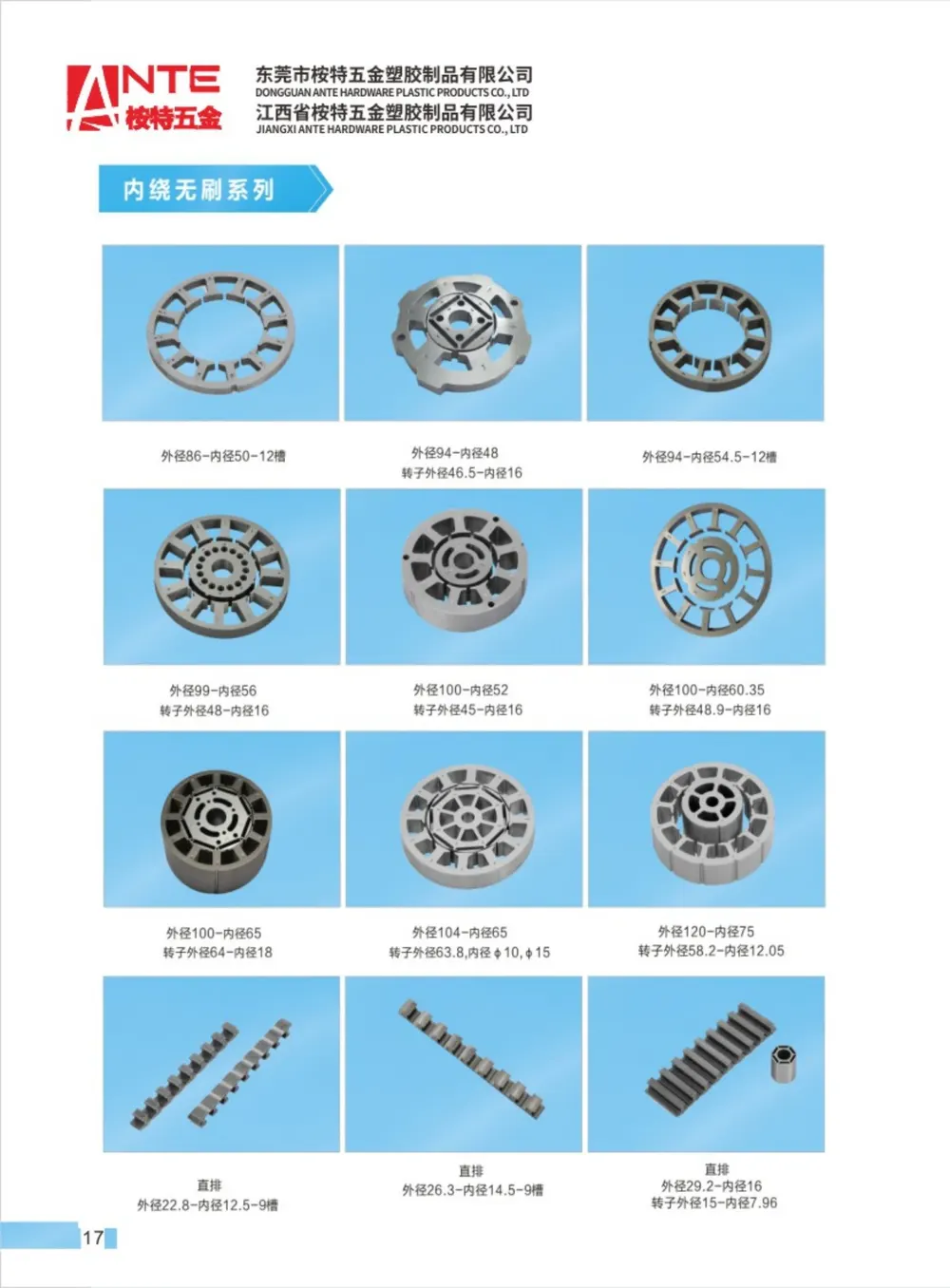 內繞無刷系列 型錄頁 | Inner-winding brushless catalog page