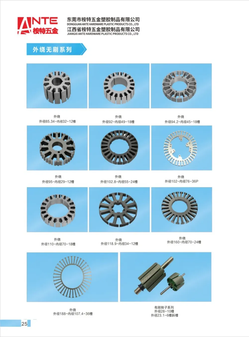 外繞無刷系列 型錄頁 | Outer-winding brushless catalog page